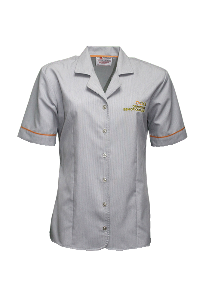 Ormiston Senior College SS Blouse Grey Pinstripe